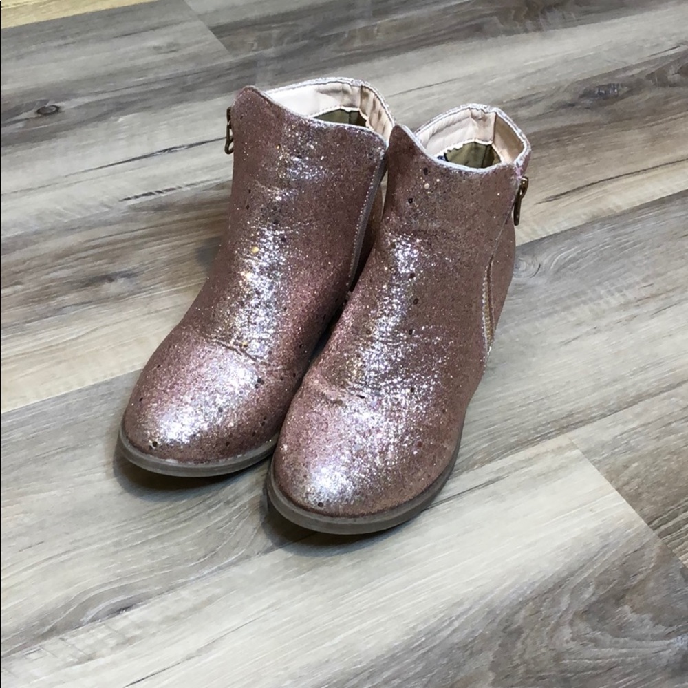 Nicole Miller Girls Blush Pink Glitter Booties